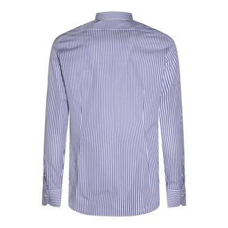 Mazzarelli Mens Shirts Bianco-Blu _100 % Co
