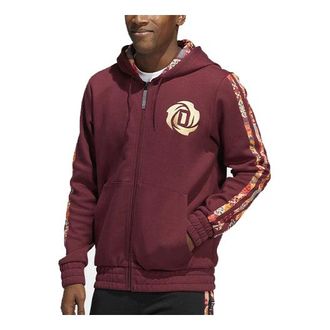 adidas Mens adidas CNY Basketball Sports Hooded Jacket Brown Red HD7932