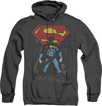 Gildan Superman Dark Alley Adult Heather Hoodie / Hooded Sweatshirt