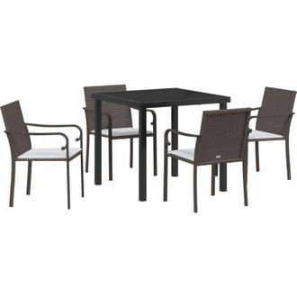 vidaXL Conjunto De Comedor De Jard&iacute;n 5 Pcs Marr&oacute;n Polirat&aacute;n Vidaxl