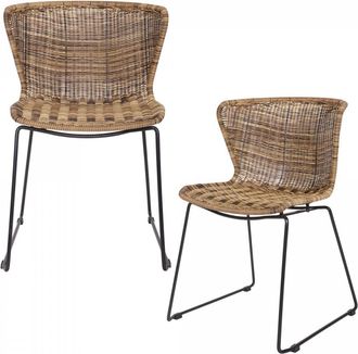 Woood Sillas de mimbre marrón