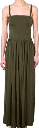Anemos Square Neck A-Line Maxi Dress In Olive