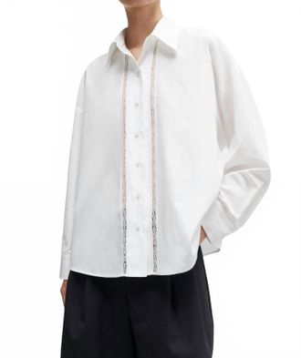 CORDERA Lace Button Down Shirt In White