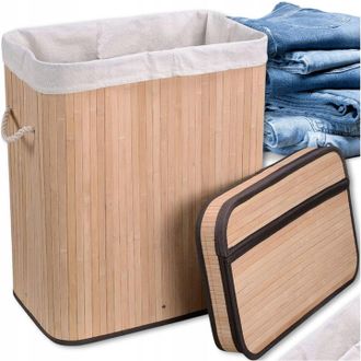 OEM Cesta De Bamb&uacute; Para Ropa Interior Y Juguetes Con Tapa, Contenedor Grande De 72 L, Ba&uacute;l