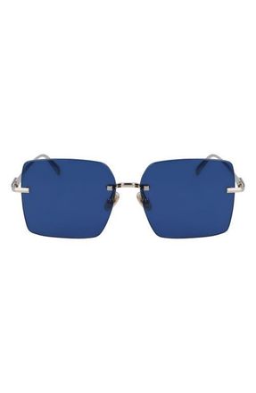 Ferragamo Prisma 60mm Rectangular Sunglasses in Gold/blue at Nordstrom