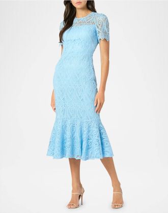 Shoshanna Darcy Midi Dress In Sky Blue