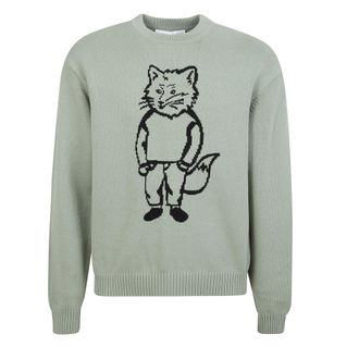 Maison Kitsun&eacute; Truien & Vesten, Heren, Groen, M, Mintgroene trui met lange mouwen