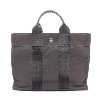 Herm&egrave;s Gray Nylon Canvas Canvas Handbag Tote Bag (Pre-Owned)