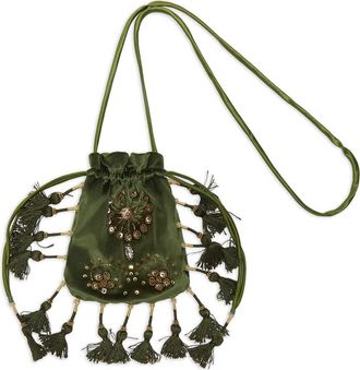 Maliparmi embellished-tassel crossbody bag - Green