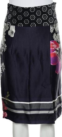 Roberto Cavalli Multicolor Printed Satin Pencil Skirt