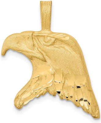 Diamond2Deal 10k Yellow Gold Solid Diamond-cut Eagle Head Charm