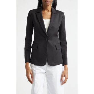 Emporio Armani Cotton Blend Blazer in Black Solid at Nordstrom, Size 16 Us