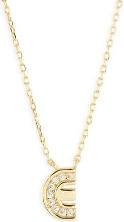 Argento Vivo Cubic Zirconia Initial Pendant Necklace in Gold E at Nordstrom