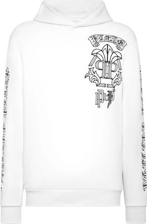 Philipp Plein Hoodies & sweatvesten, Heren, Wit, 3Xl, Katoen, Hoodie Sweatshirt Gothic Banner