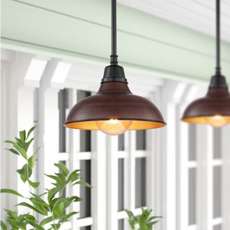 Jonathan Y Designs Jasper 12.25 1-Light Farmhouse Industrial Indoor/Outdoor Iron LED Pendant