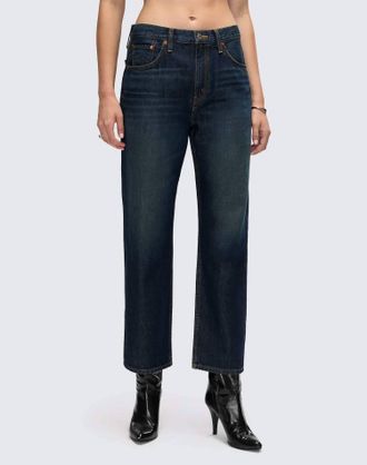 Re/Done Ollie Mid Rise Boyfriend Jeans In Barely Worn