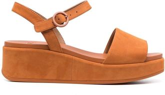 Camper Misia suede wedge sandals - women - Calf Suede/Polyurethane/Rubber/Calf Leather - 37 - Brown