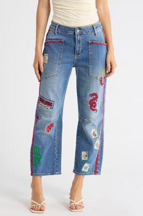 Free People Barbara High Waist Crop Barrel Leg Jeans in Medium Wash at Nordstrom Rack, Size 32
