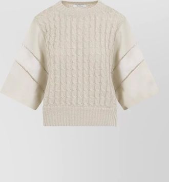 Max Mara linen crew neck cable knit sweater