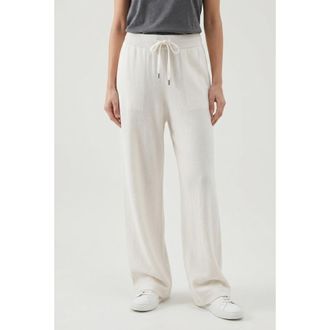 Brunello Cucinelli Off White Wool Silk Wide Trousers, Size X-Large