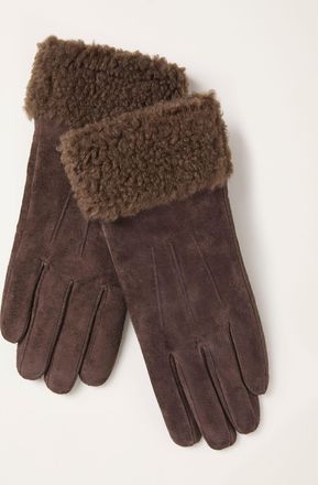 Fat Face FatFace Chocolate Brown Suede Gloves