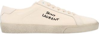 Saint Laurent White White Court SL/06 Canvas Sneakers