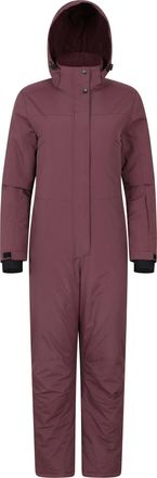 Mountain Warehouse Cloud Womens Ski Suit Insulated Waterproof Adjustable Hood Zip Up Snowsuit Purple Polyamide - Size 22 UK