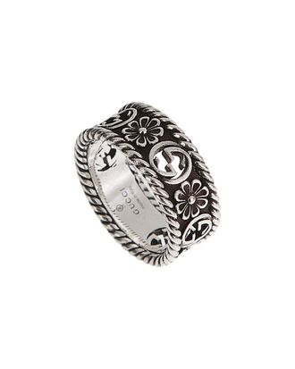 Gucci Silver Interlocking G Flower Band Ring
