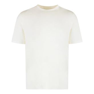 Jil Sander Geribbelde Katoenen Crew-neck T-shirt - Heren - T-shirts - Beige - M - Katoen - Tops