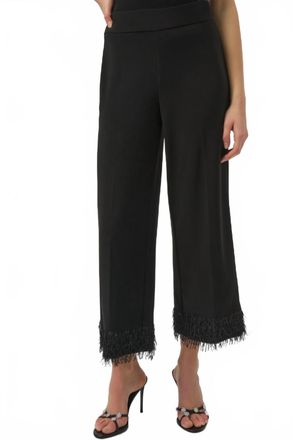 Joseph Ribkoff High-Rise Fringe Hem Culotte Pants In Black