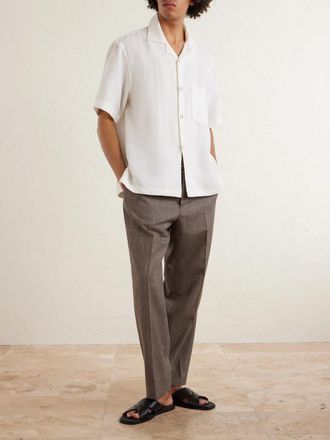 Eleventy Camp-Collar Linen Shirt