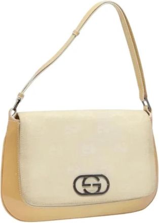 Gucci Pre-owned Canvas gucci-bags - Dames - Vintage Schoudertas - Beige - ONE Size - Leer - Vintage