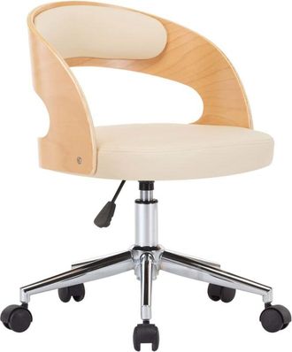 vidaXL Vidaxl - Silla de oficina giratoria madera curvada cuero sintético crema