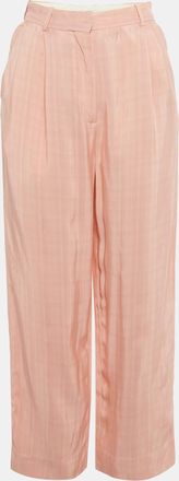 Sandro Poudre Pink Crepe Straight Fit Trousers