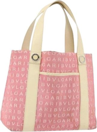 Bulgari Pre-owned Tote Bags, female, Pink, Size: ONE SIZE Pre-owned Canvas Tote Bag