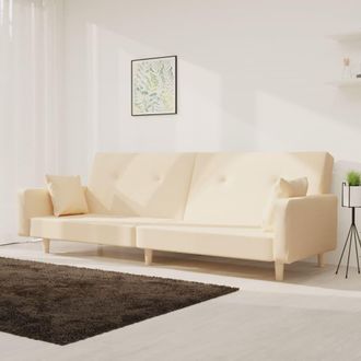 vidaXL Vidaxl - Sof&aacute; Cama De 2 Plazas Con Dos Almohadas Tela Color Crema