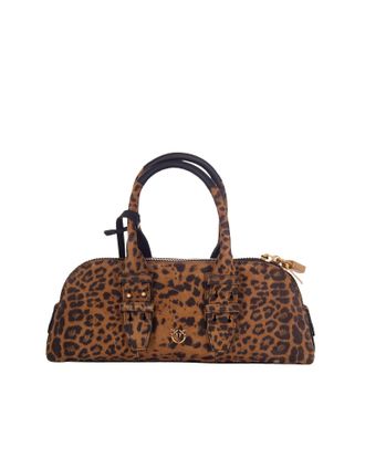 Pinko Bowling-Style Escape Bag in Suede with Decorative Lock