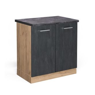 Vicco Armario Bajo Para Fregadero R-line, Hormig&oacute;n Negro, 80 Cm Et Antracita