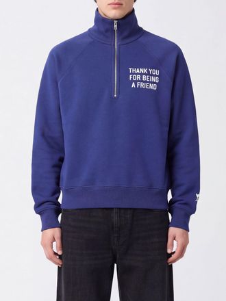 Ami Felpa in cotone con zip parziale, collo alto e stampa slogan