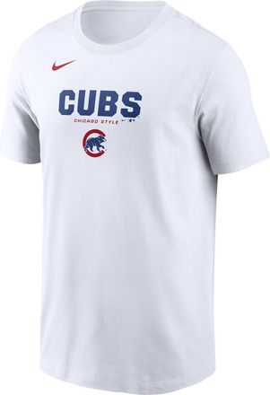 Nike Chicago Cubs Bold Team Name Nike Mens MLB T-Shirt in White | N19910AEJ-D31