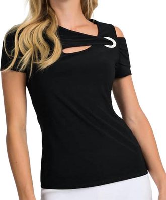 Joseph Ribkoff Keyhole Detail Top In Black