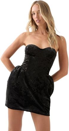 Misspap Bonded Velvet Lantern Skirt Mini Dress in Black at Nordstrom, Size 10