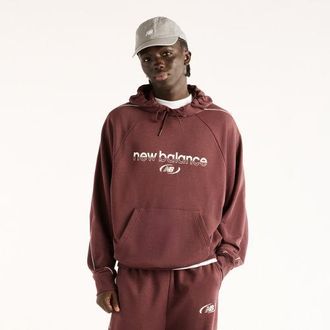New Balance Hombre Trackside French Terry Hoodie en Marr&oacute;n, Poly Knit, Talla 2XL