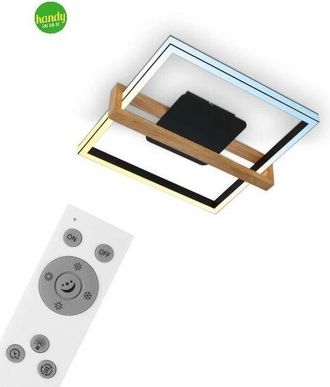 Briloner Cct Lampada da soffitto a led, nera, con legno, LED/40W