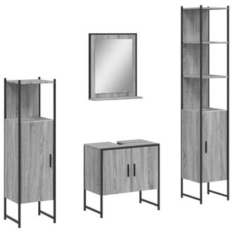 Berkfield Home 4 Piece Bathroom Cabinet Set Grey Sonoma Engineered Wood