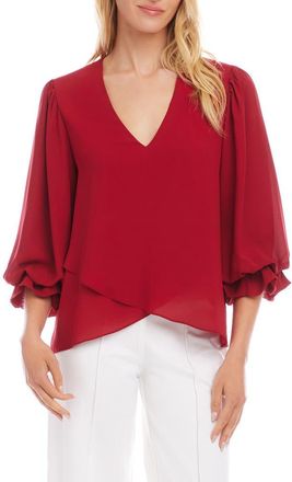 Karen Kane Crossover Hem Asymmetric Top in Red at Nordstrom, Size X-Small P
