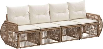 vidaXL Conjunto De Sof&aacute;s De Jard&iacute;n 4 Uds. Beige Y Blanco Crema Vidaxl