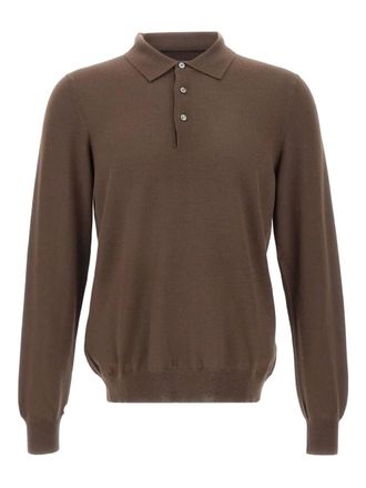 Gran Sasso button ribbed polo shirt - Brown