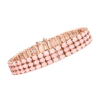 Ross-Simons Pink Opal Multi-Row Tennis Bracelet in 18kt Rose Gold Over Sterling