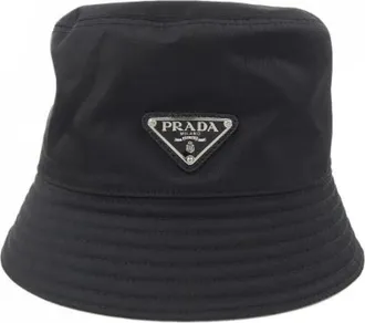 Prada Pre-owned Accessories, male, Black, Size: ONE SIZE Pre-owned Triangle Logo Re-Nylon Hat